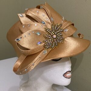 Beautiful Gold Satin Dress/Church Hat by Ms. Divine